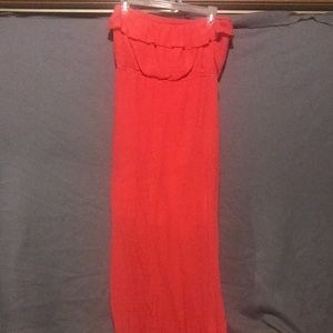 Maxi sleeveless dress. Coral color size lg